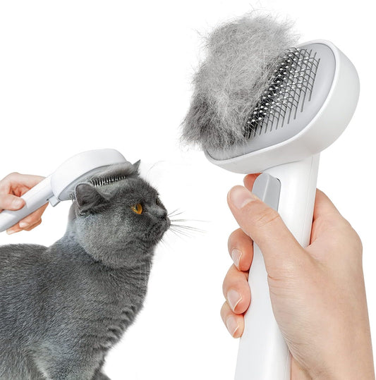 Cat Brush for Shedding, Cat Brushes for Indoor Cats, Cat Brush for Long or Short Haired Cats, Cat Hair Brush Cat Grooming Deshedding Brush for Dog Kitten Horse Massage Removes Loose Fur, White