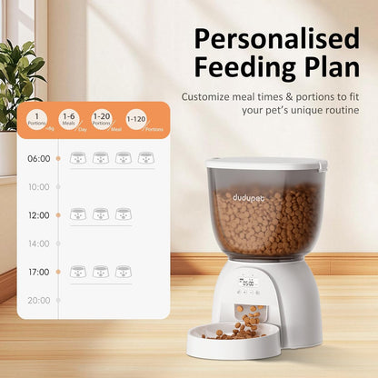 5L/21 Cup Automatic Cat Feeder, Timed Cat Dry Food Dispenser, Automatic Pet Feeders Dual Power Supply, 6 Meal Programmable 1-20 Portion Cats Feeder, Auto Dog Feeders,Pet Food Dispenser for Cats, Puppy